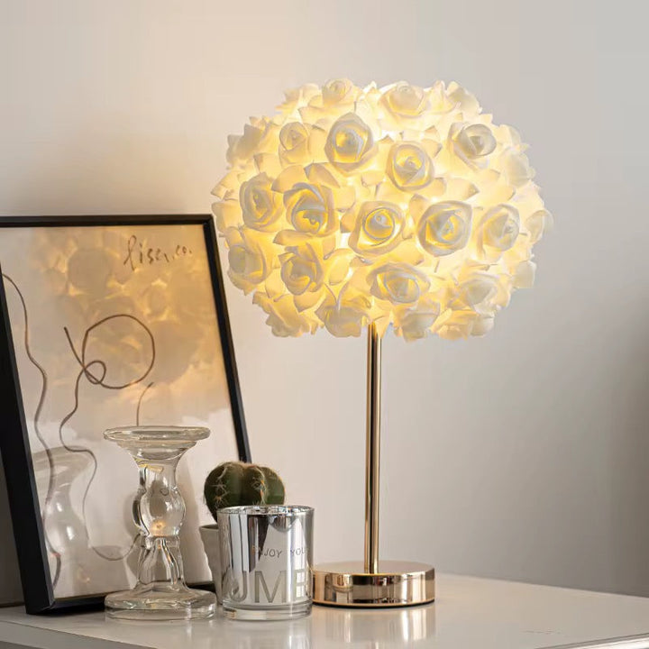 White Floral Rose Table Lamp