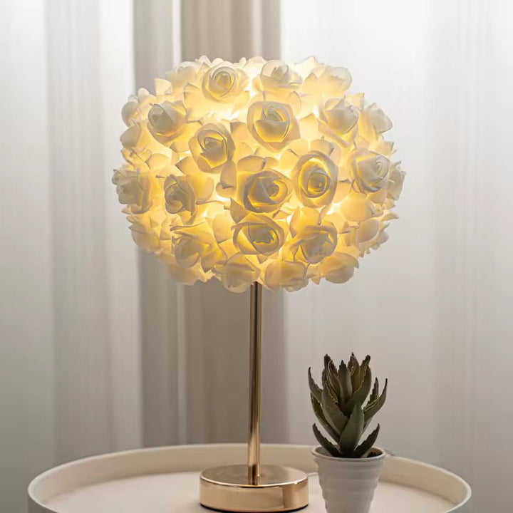White Floral Rose Table Lamp
