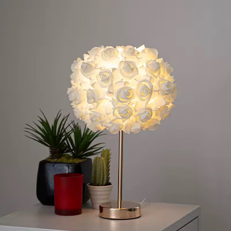 White Floral Rose Table Lamp