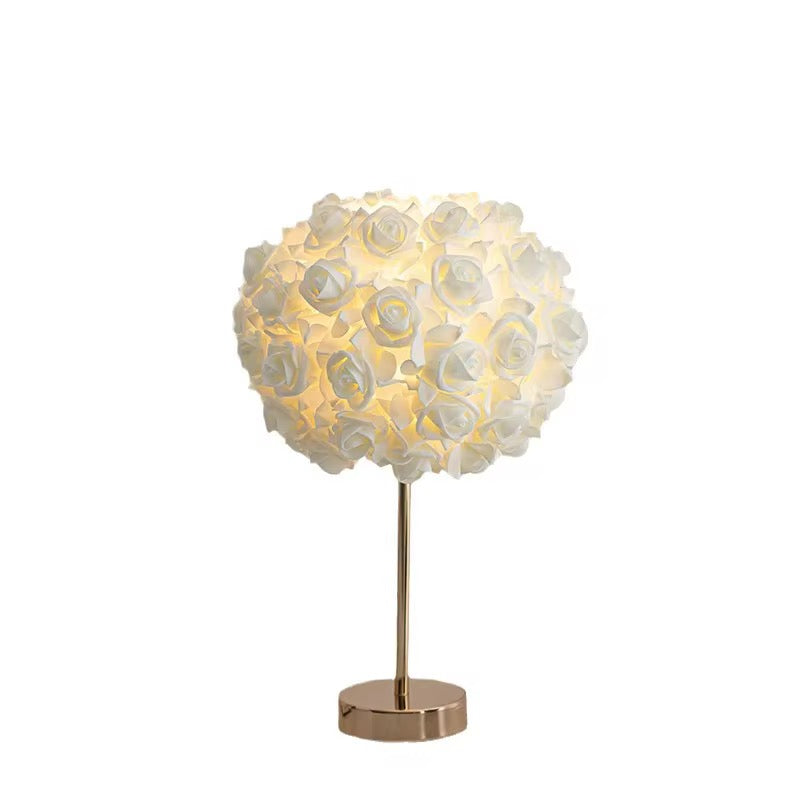 White Floral Rose Table Lamp