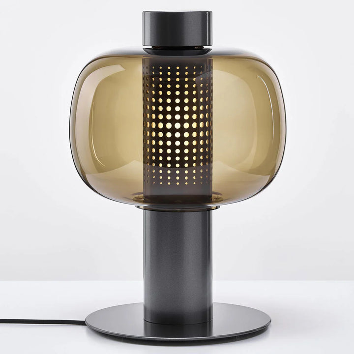 Modern Black and Amber Glass Table Lamp