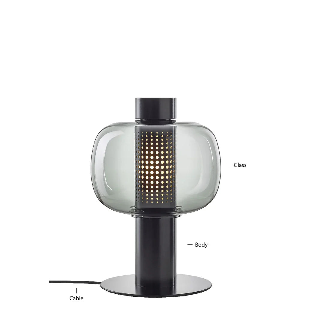 Modern Black and Amber Glass Table Lamp