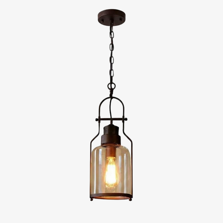 Vintage Lantern Glass Pendant