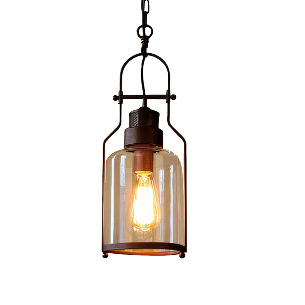 Vintage Lantern Glass Pendant