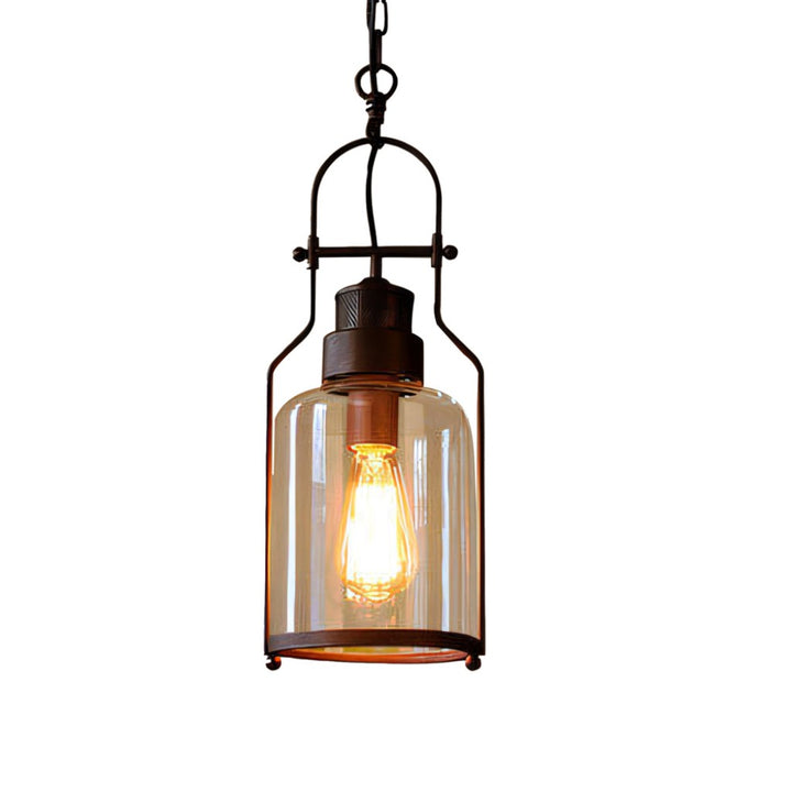 Vintage Lantern Glass Pendant