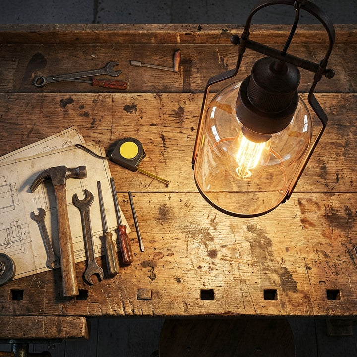 Vintage Lantern Glass Pendant