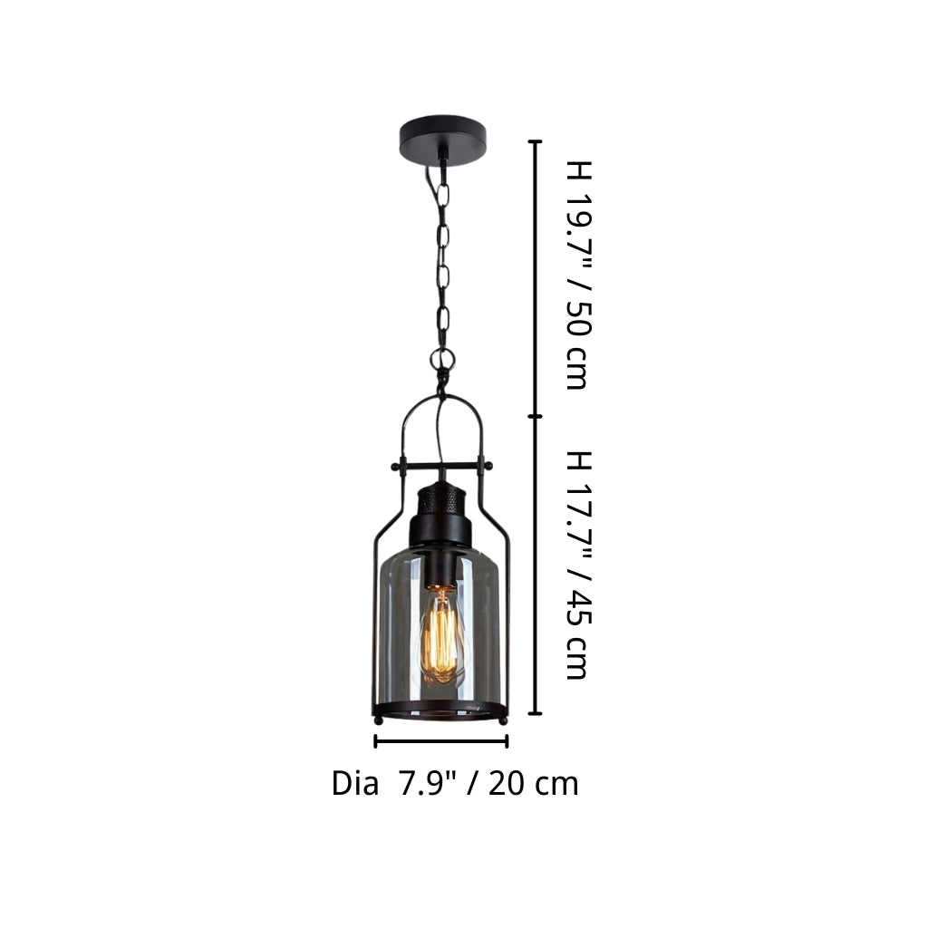 Vintage Lantern Glass Pendant