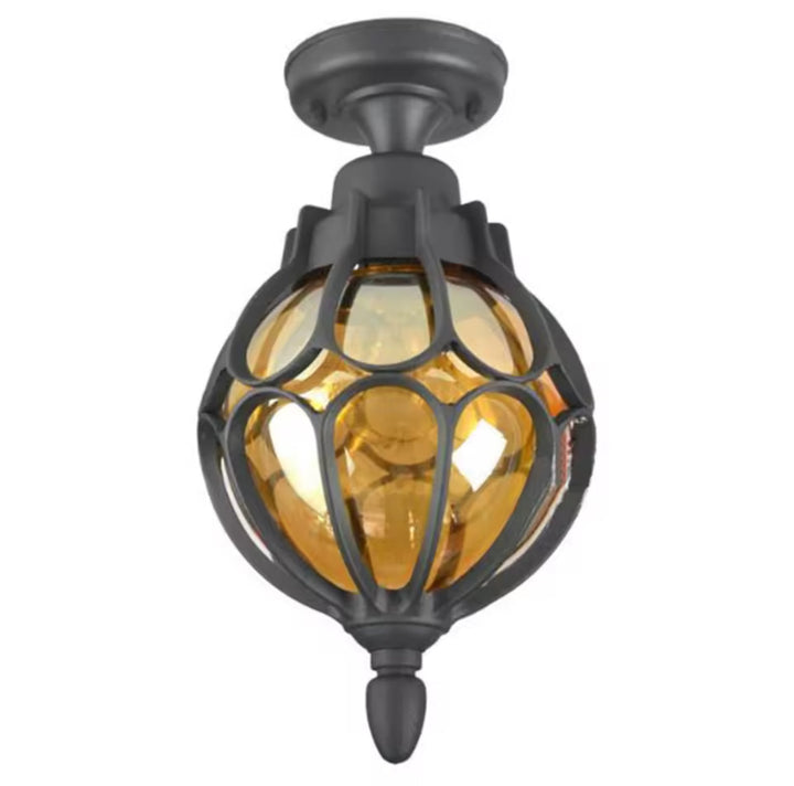 Vintage Amber Glass Outdoor Ceiling Light