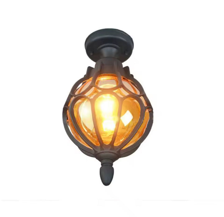 Vintage Amber Glass Outdoor Ceiling Light