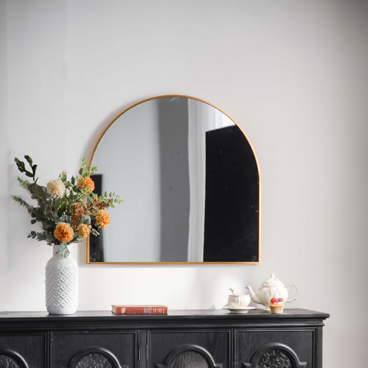 Modern Arch Wall Mirror with Gold Frame