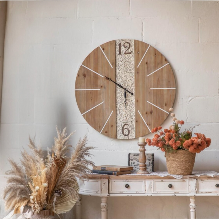 Rustic Carved Wall Clock