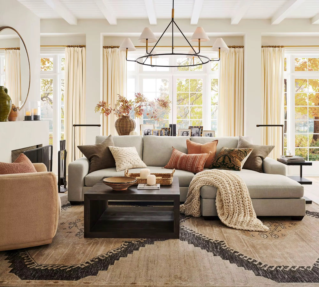 Modern 5-Light Ring Chandelier with Cream Shades