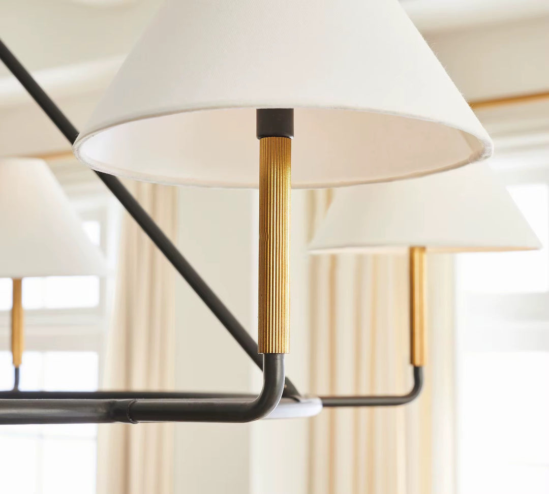 Modern 5-Light Ring Chandelier with Cream Shades