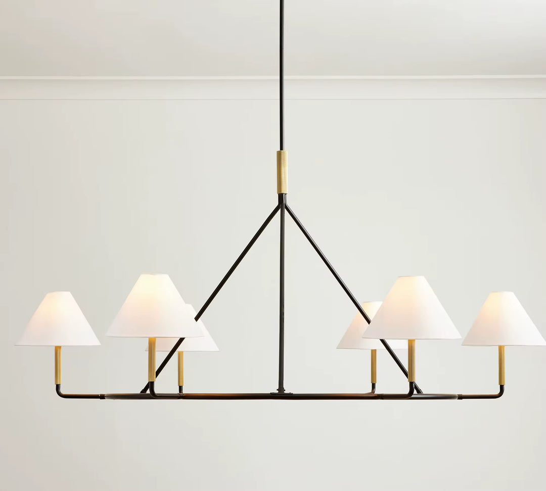 Modern 5-Light Ring Chandelier with Cream Shades