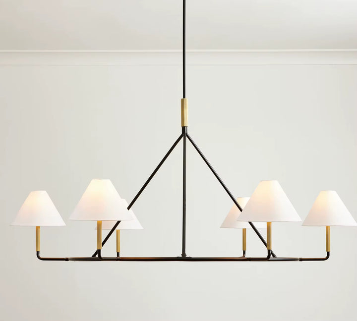 Modern 5-Light Ring Chandelier with Cream Shades