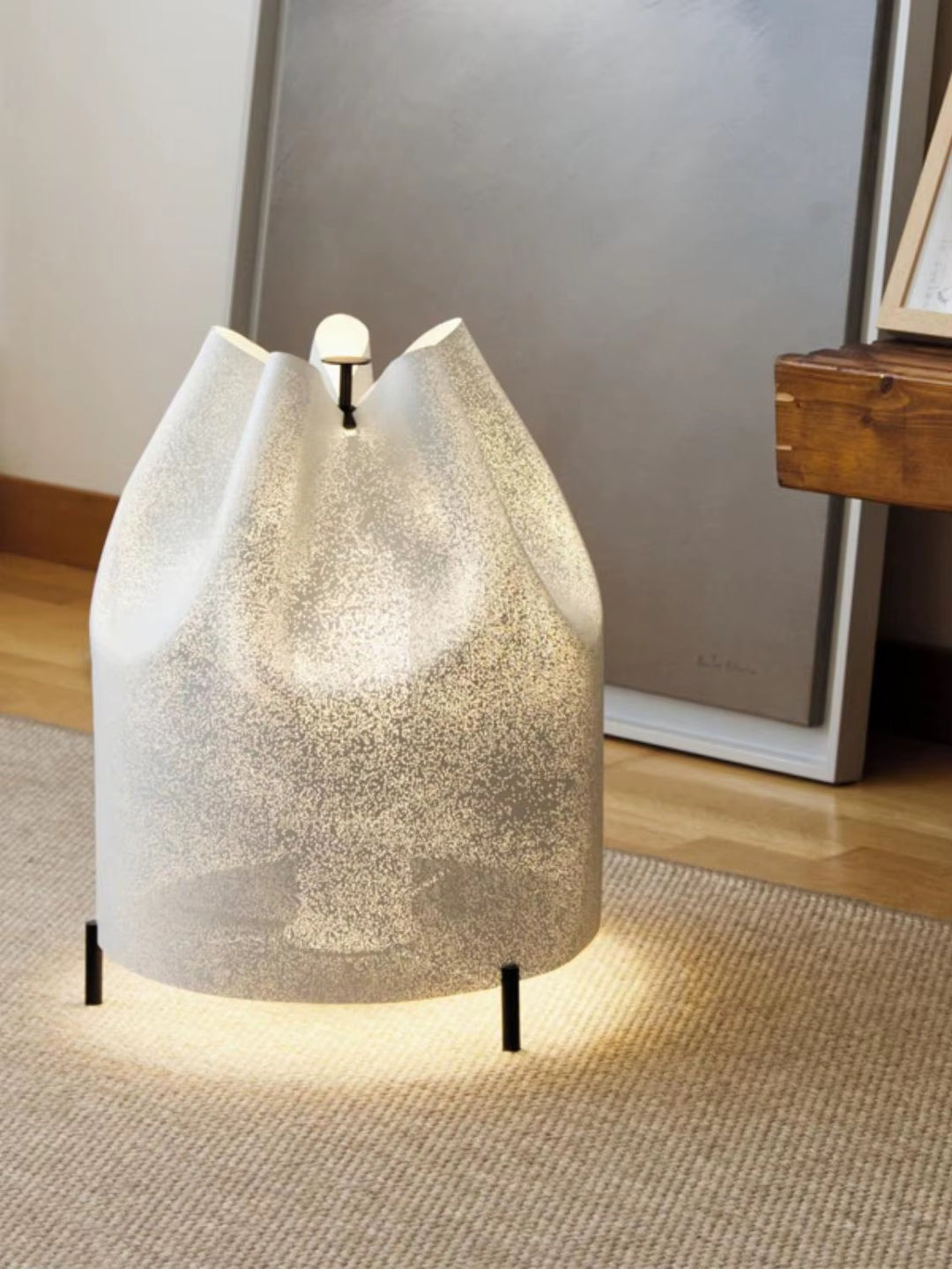 Sculptural Textured Glass Table Lamp