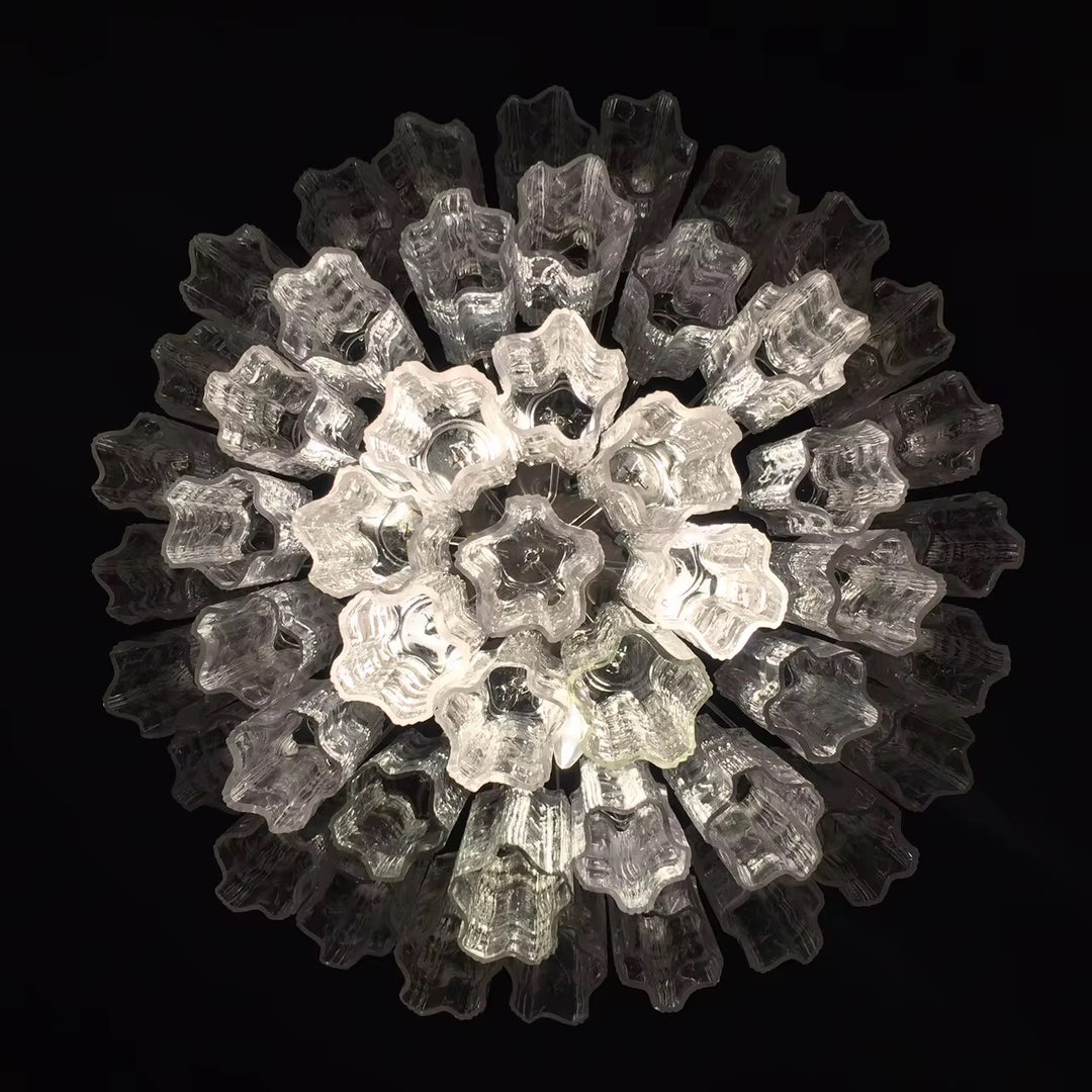 Clear Ribbed Glass Tiered Chandelier