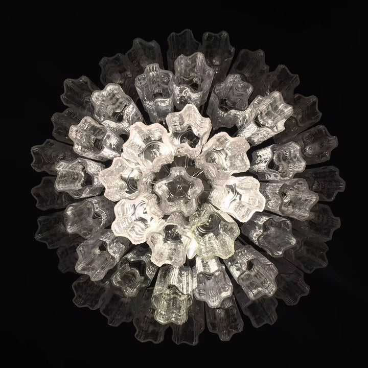 Clear Ribbed Glass Tiered Chandelier