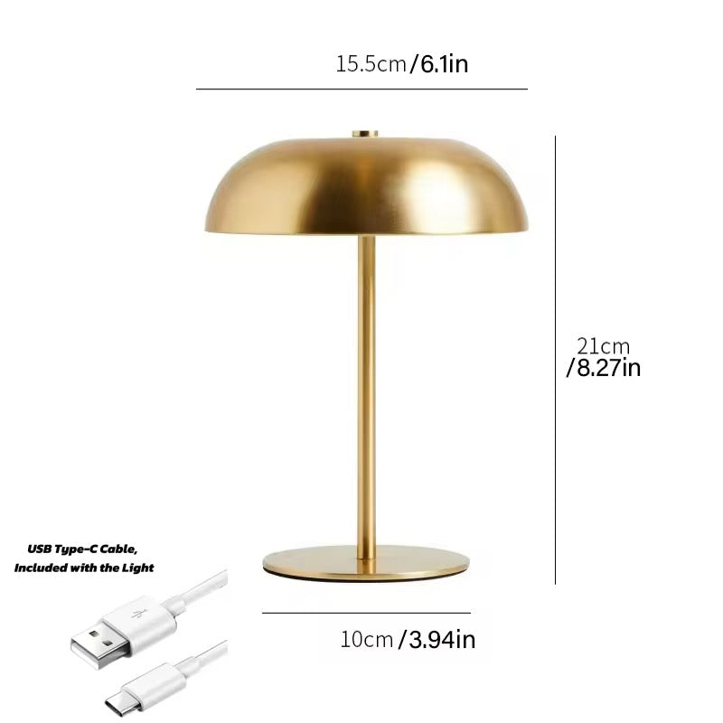 Mushroom head brass rechargeable Table Lamp