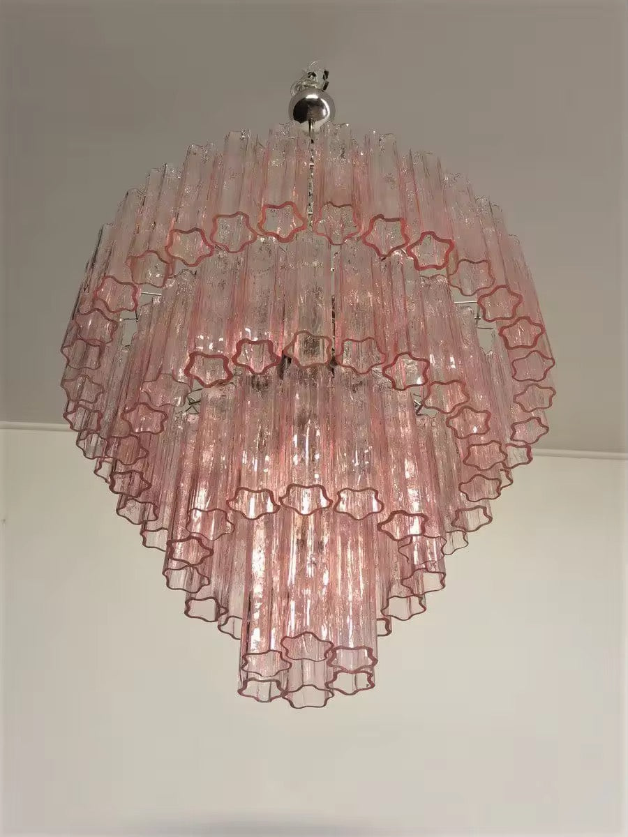 Cascading Amber Glass Tiered Chandelier