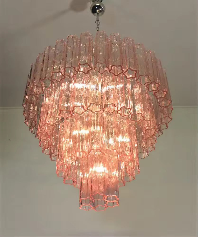 Cascading Amber Glass Tiered Chandelier