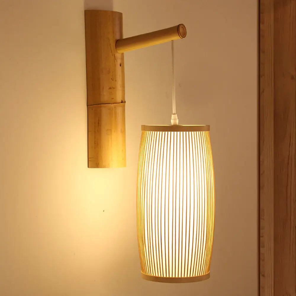 Wall Mounted Light with Bamboo Stripes Shade