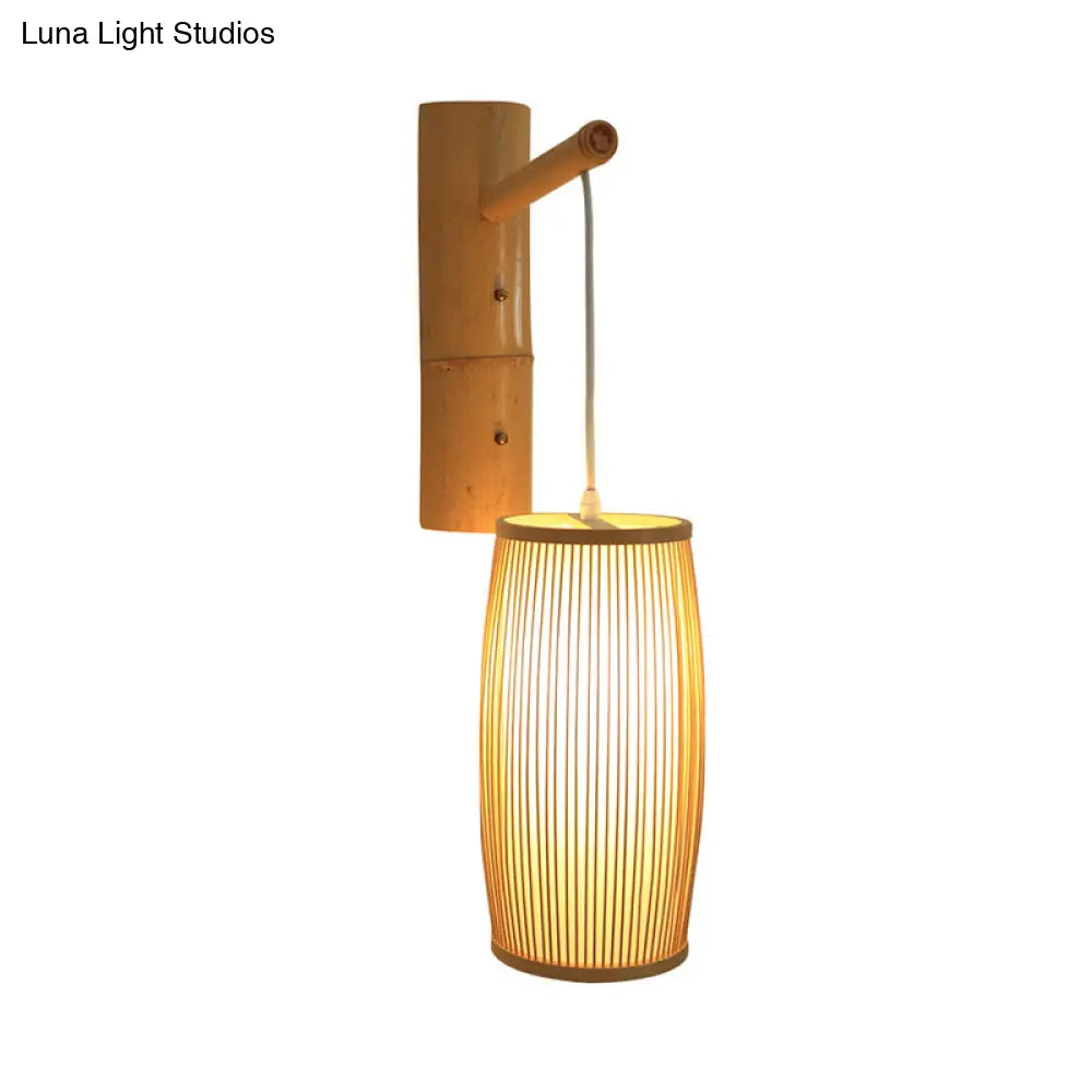 Wall Mounted Light with Bamboo Stripes Shade