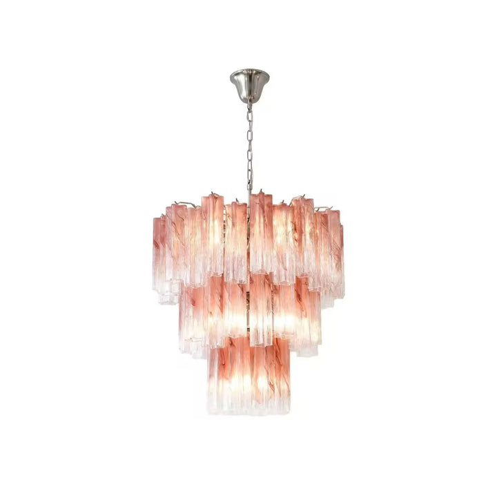 Peach Textured Glass Tiered Chandelier