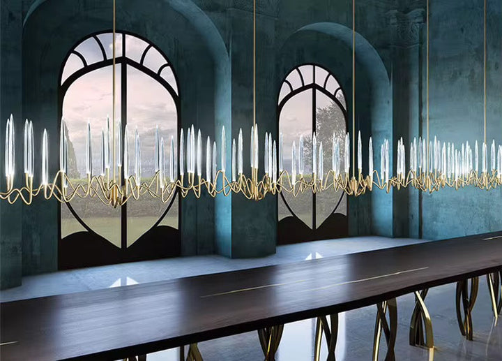 Golden Crystal Wave Chandelier