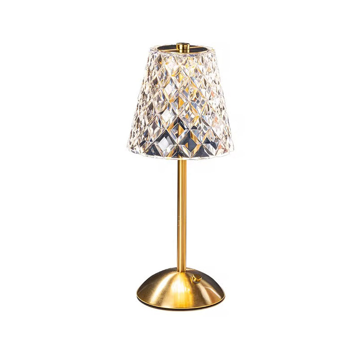 Crystal Shade Rechargeable Gold Table Lamp