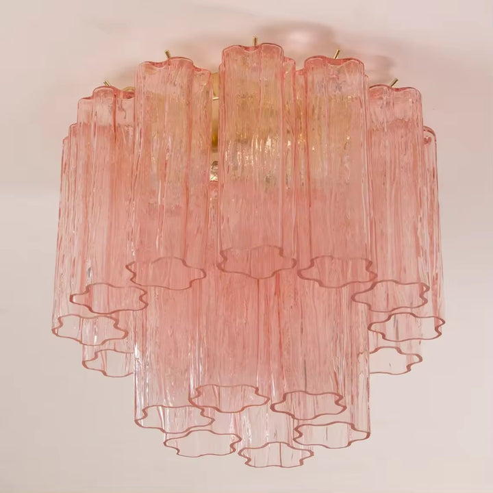 Orange Textured Glass Tiered Chandelier