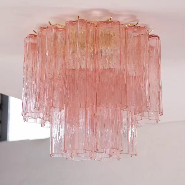 Orange Textured Glass Tiered Chandelier