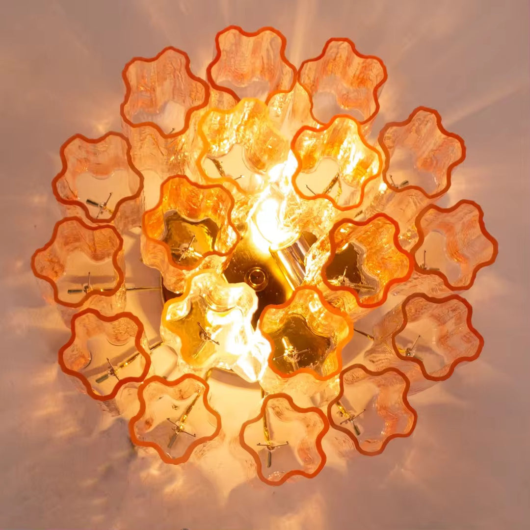 Orange Textured Glass Tiered Chandelier