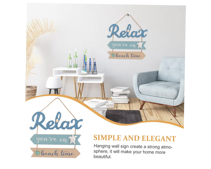 Relax Beach Time Wall Decor Sign - Coastal Hanging Plaque