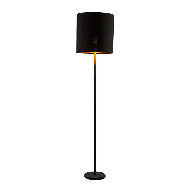 Modern Black Floor Lamp with Gold Interior Shade