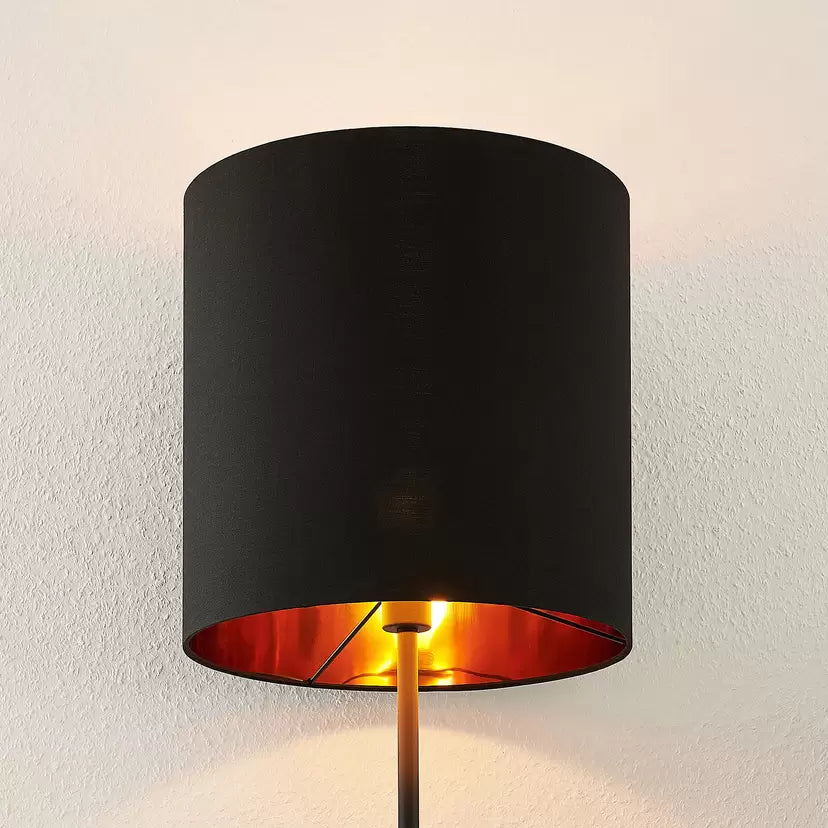 Modern Black Floor Lamp with Gold Interior Shade