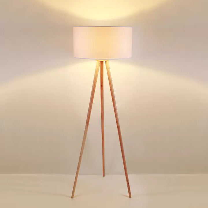 Scandinavian Tripod Floor Lamp with White Shade