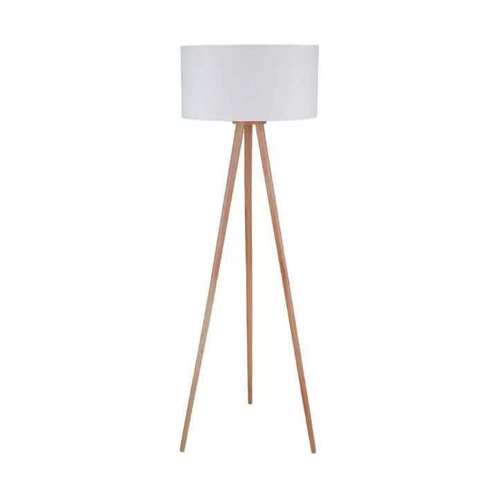 Scandinavian Tripod Floor Lamp with White Shade