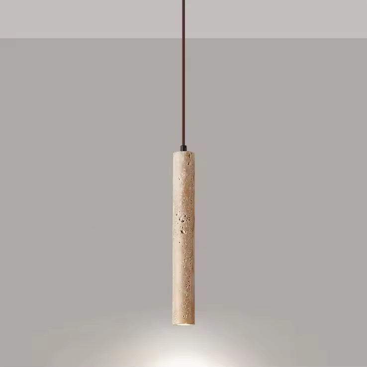 Travertine cylinder pendant light