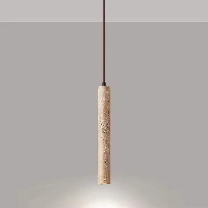 Travertine cylinder pendant light