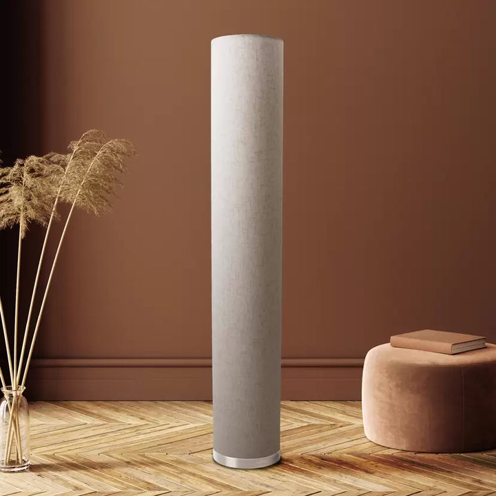 Modern Floor Lamp with Cylindrical Fabric Shade and Minimalist Design