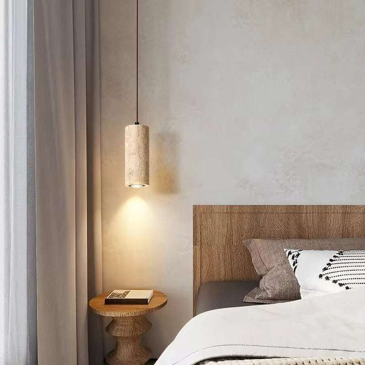 Minimal Travertine Cylinder Pendant