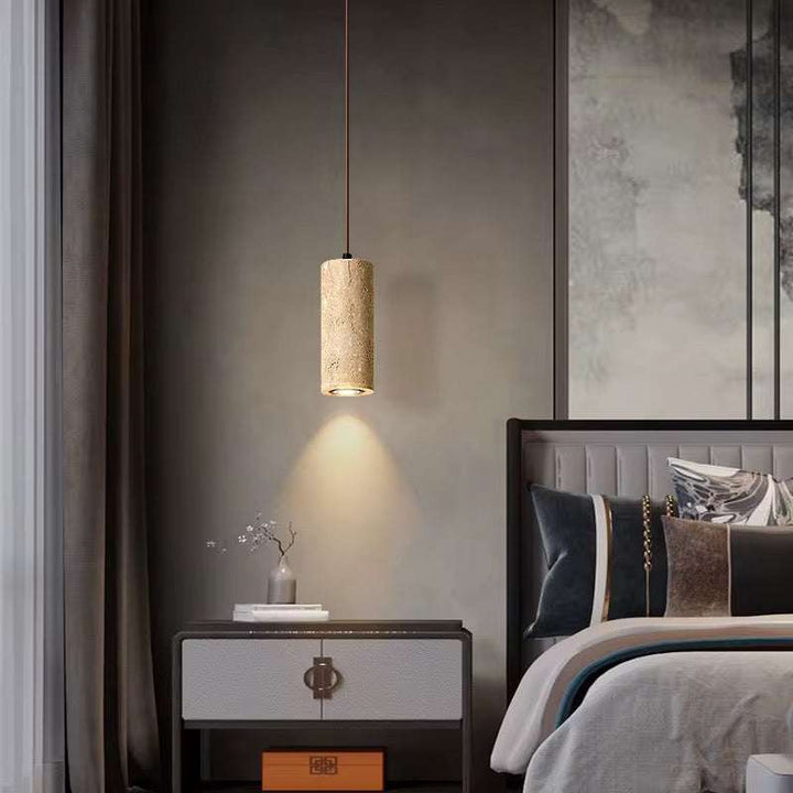 Minimal Travertine Cylinder Pendant