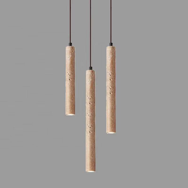 Travertine cylinder pendant light