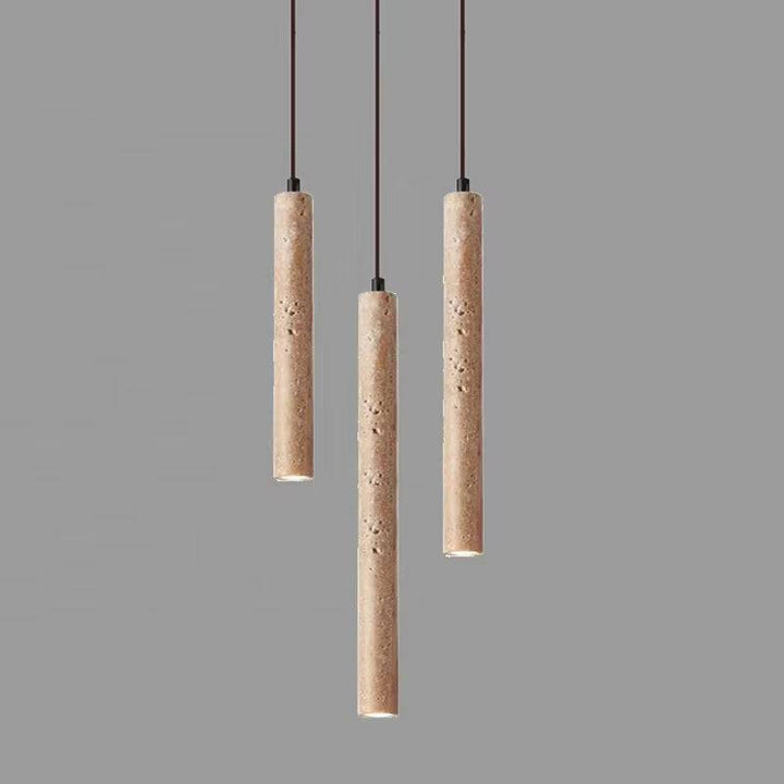 Travertine cylinder pendant light
