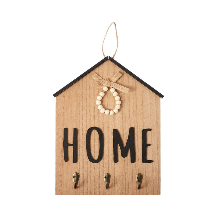 Rustic Wooden HOME Wall Plaque with Hooks - Key Holder & Entryway Decor