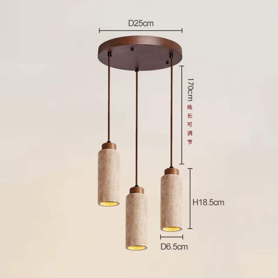 Minimal Travertine Cylinder Pendant