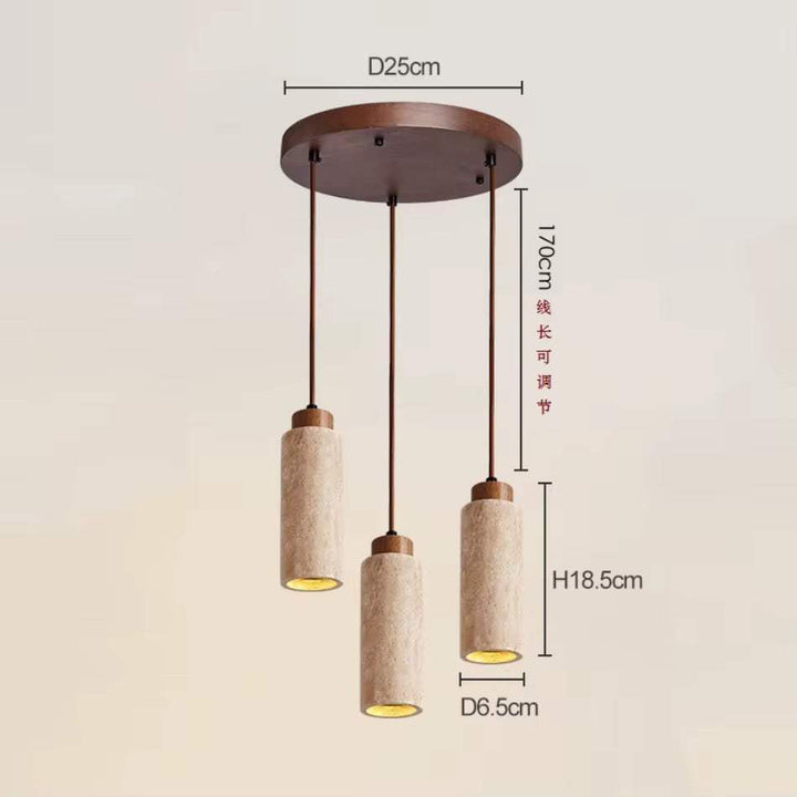 Minimal Travertine Cylinder Pendant