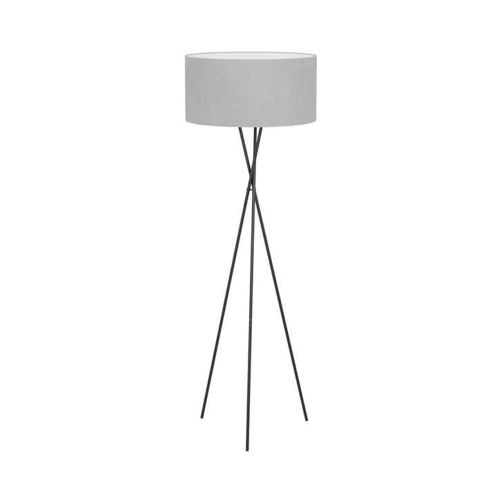 Modern Tripod Floor Lamp with Gray Shade and Black Frame