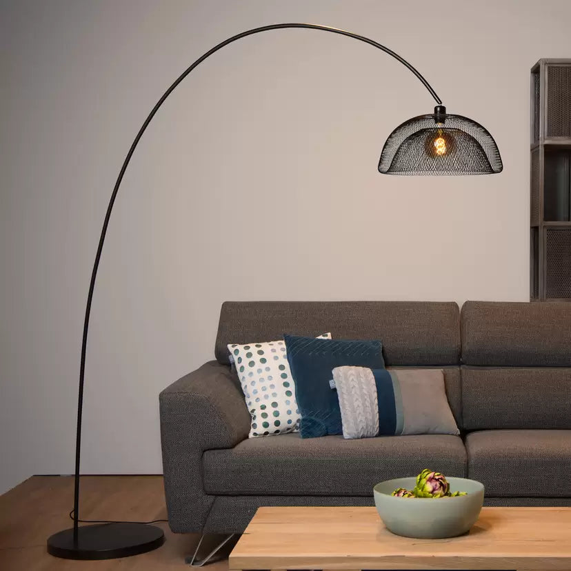 Modern Arc Floor Lamp with Black Shade